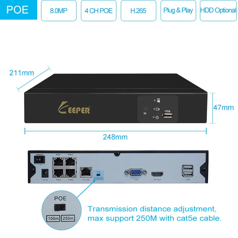 Keeper 4K Ultra HD 4CH POE NVR комплект с 4 шт. 8MP камеры системы безопасности 8MP система видеонаблюдения ИК ночного видения комплект видеонаблюдения