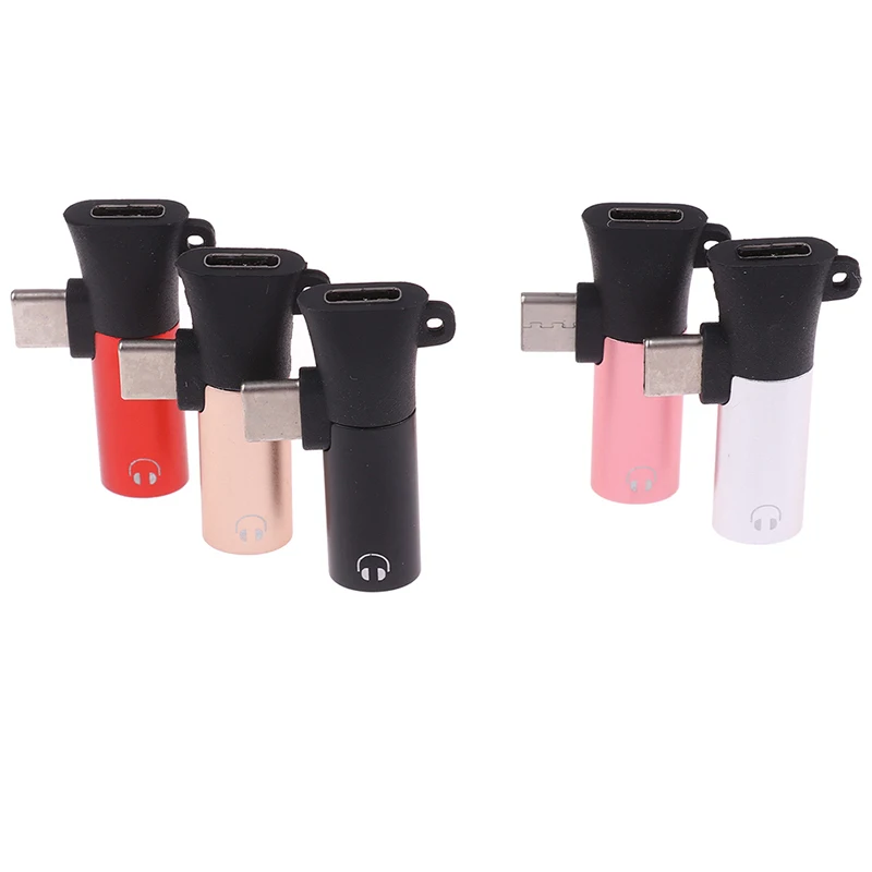

1pc 2 In 1 Type C To 3.5mm Jack Earphone Charging Converter USB Type-C Audio Adapter 5V