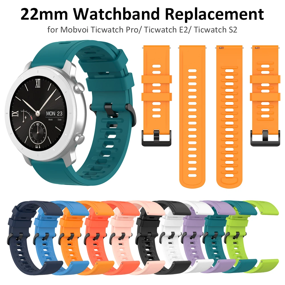 Ремешок силиконовый для часов Ticwatch Pro/ E2/ S2 сменный зеленый браслет LG Urbane / R/G 22 мм |