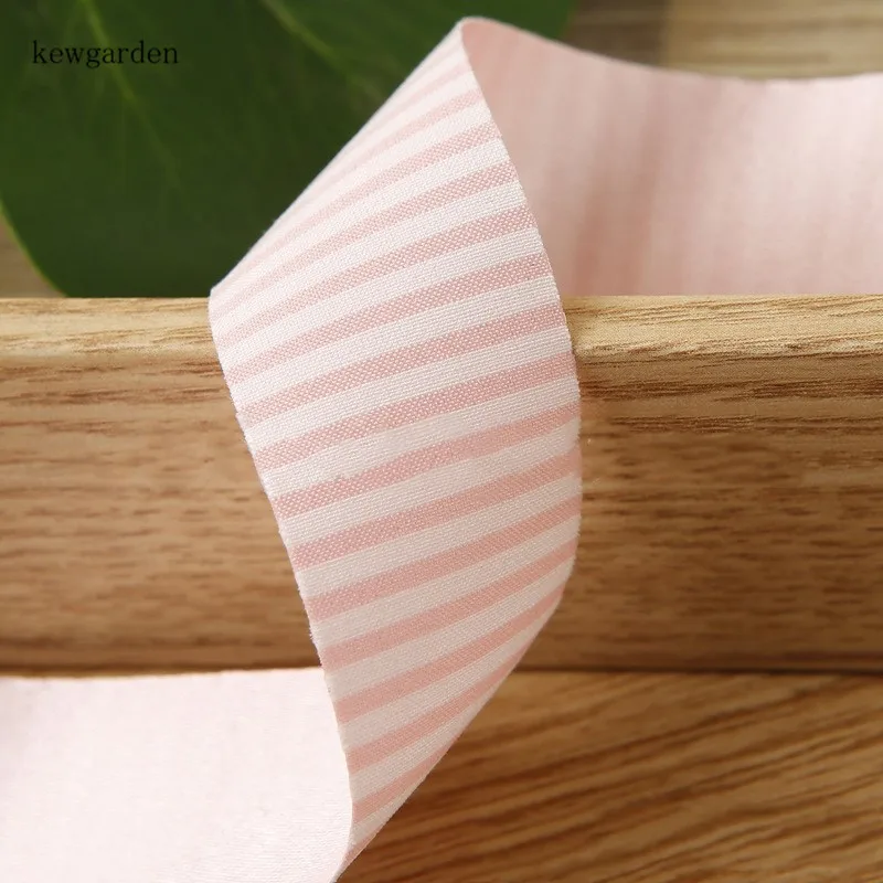Kewgarden цветная полосатая резинка из полиэстера 25 40 50 мм " 1,5" " DIY бант аксессуары для волос атласная лента вручную изготовленная лента Ribang 10Y - Цвет: Розовый