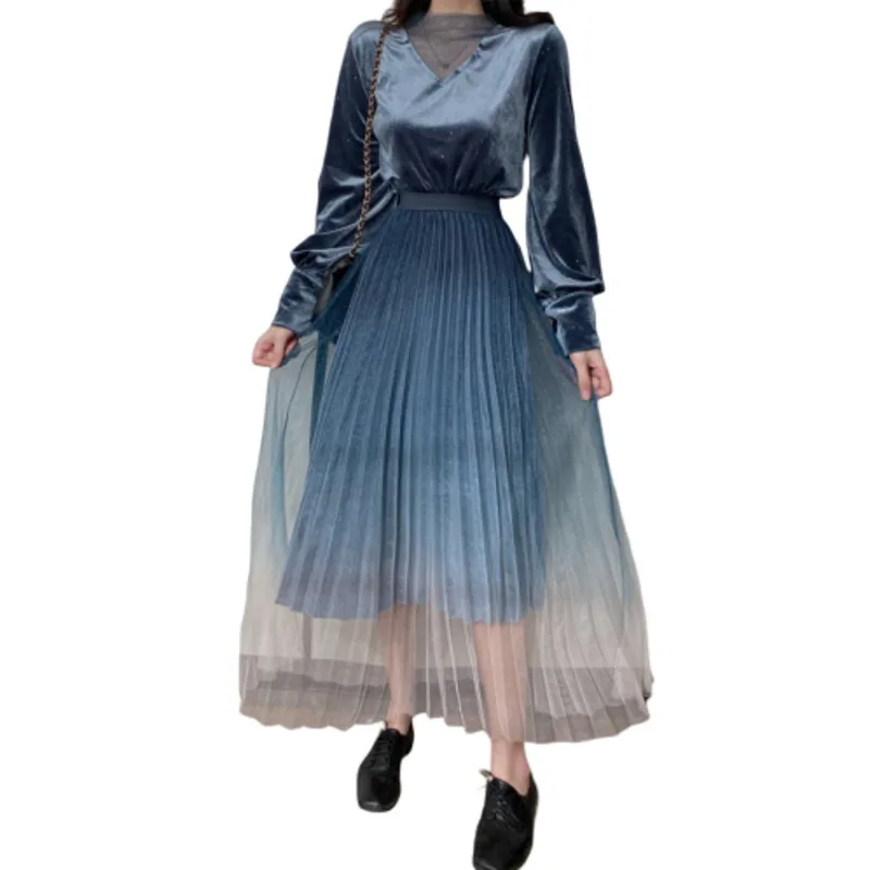 

Split Joint Pleated Sexy Maxi Party Long Autumn Lace Dress Ladies Elegant Women Ukraine Befree Vintage Harajuku Plus Size Boho