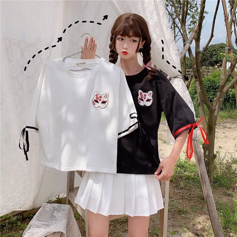 Летняя женская одежда NiceMix в стиле Харадзюку модная футболка с принтом лисы и