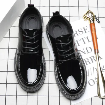 

Mens Shoes Casual Patent Leather Office Shoes Men Italian Fashion Thick Sole Herren Business Schuhe Formal Mens Wedding Shoes