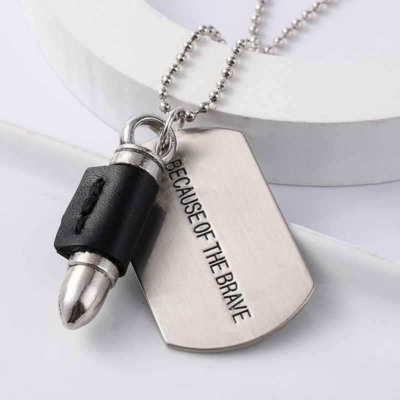 High Quality Fashion Men Military Army Bullet Charm Dog Tags SINGLE 