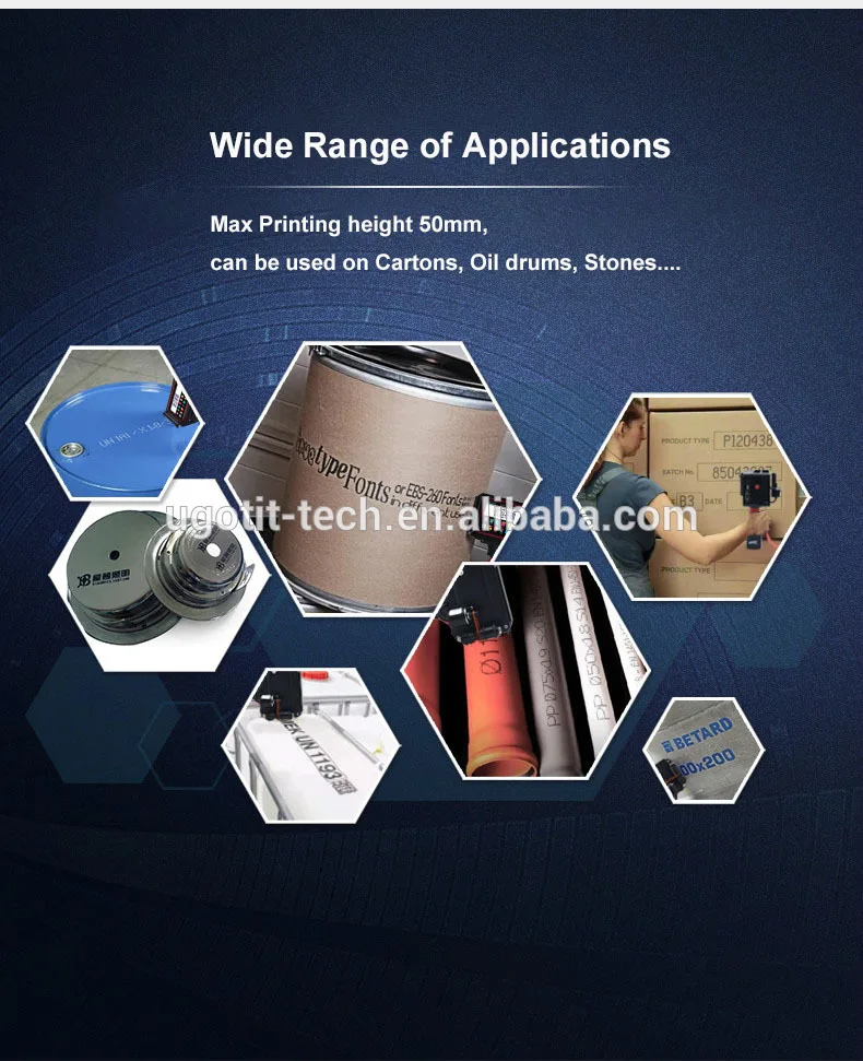 Factory Price 50mm height large character Touch Screen Hand Held Inkjet Printer For Wood
