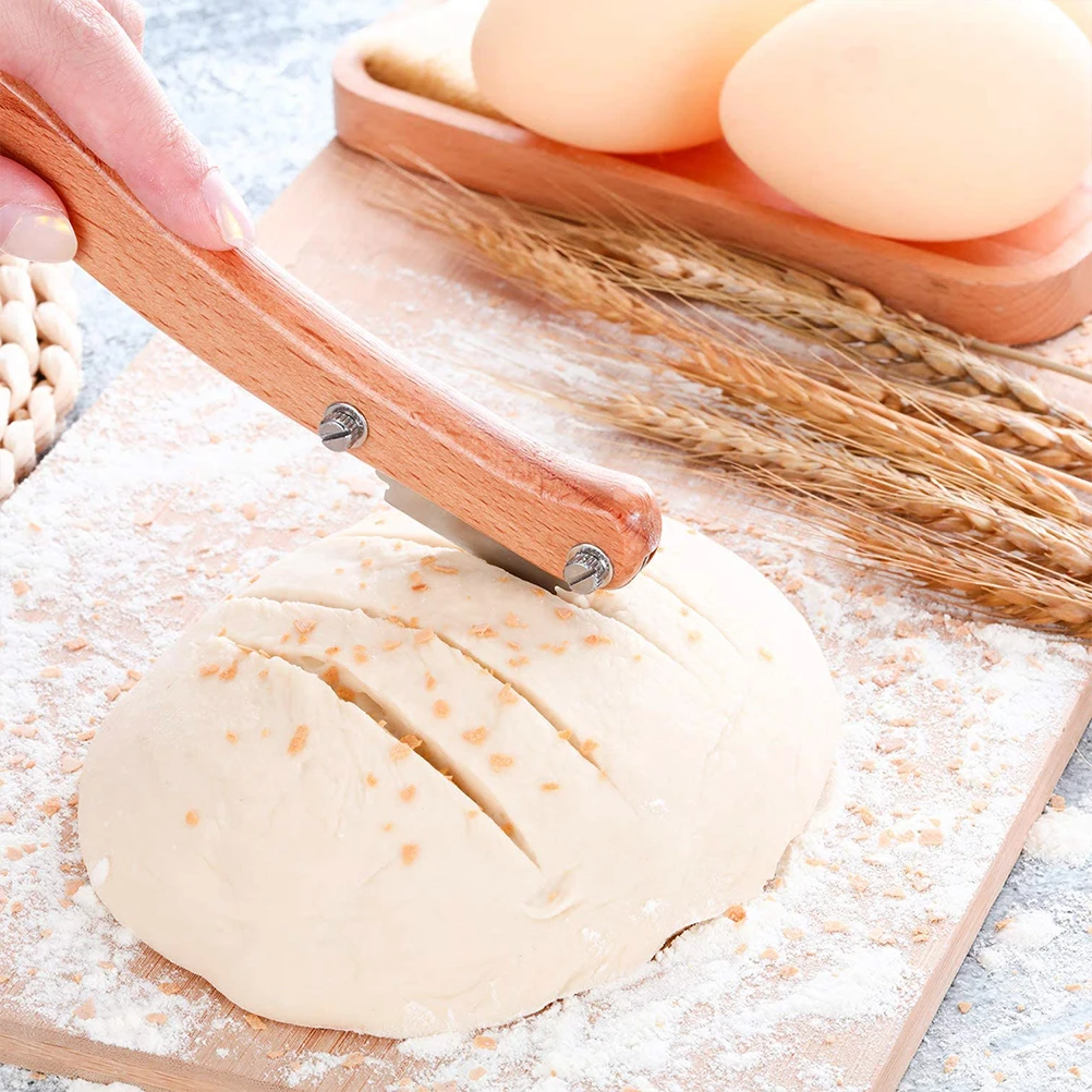 Bread Lame Wooden Handle Bread Slashing Tool Dough Scoring Knife With 5 Pieces Replaceable Blades For Making Kitchen