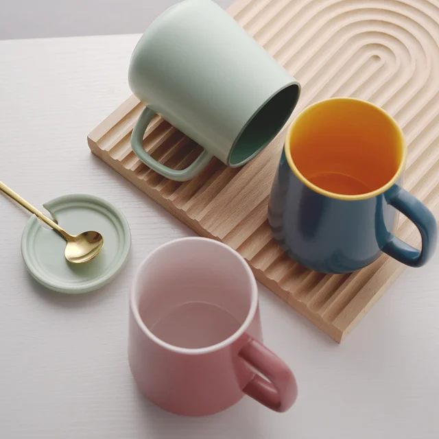 Otthoni Kreatív Északi Belső Mázas Makaron Egyszerű Szuper Nagy Kapacitású Kupa Borító Férfi És Női Kerámia Kávézókkal - Image 3