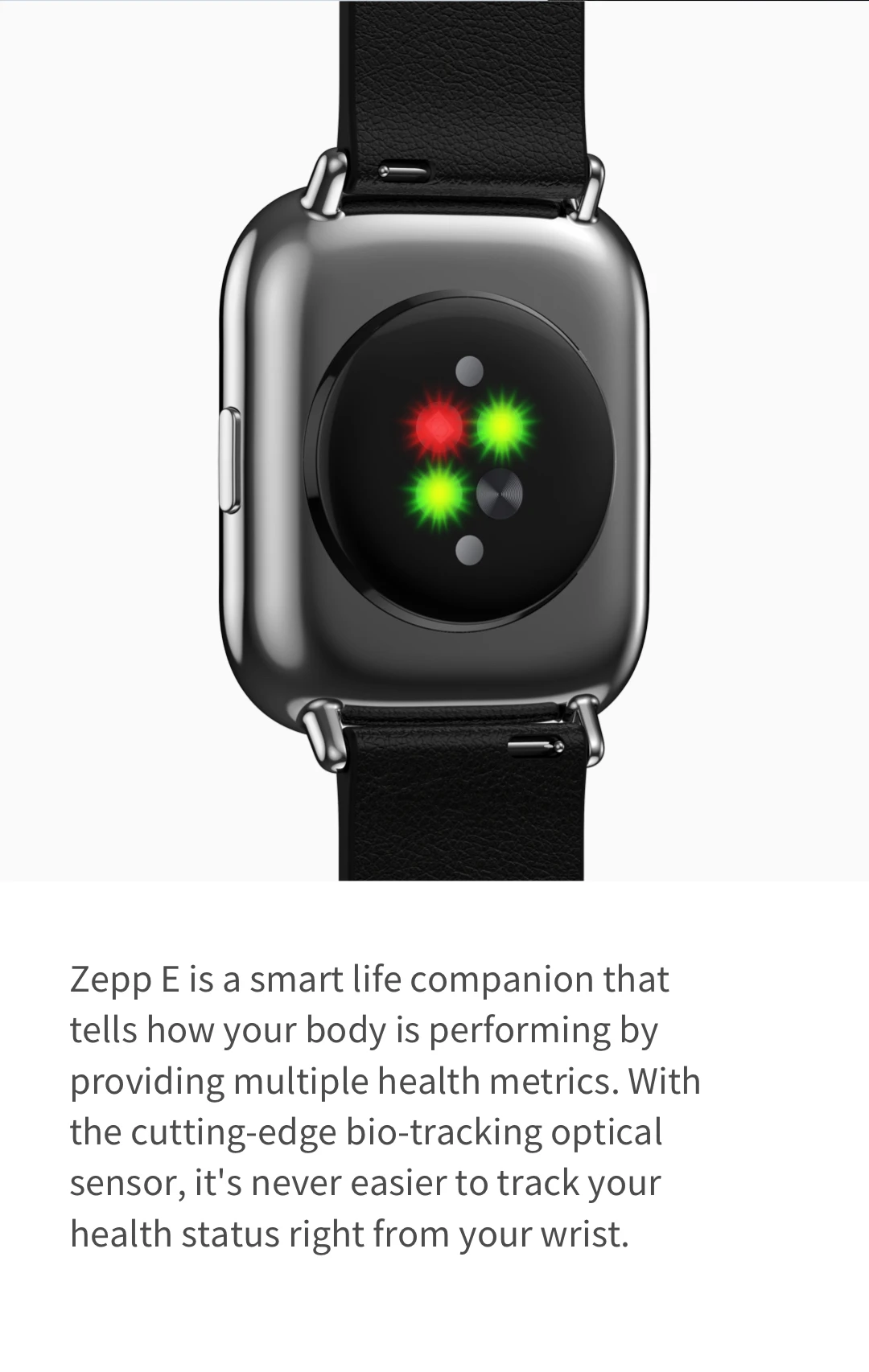 Global Version Zepp E Square Smartwatch Heart Rate Tracking 5ATM Water Resistant Smart Notification Always on Display