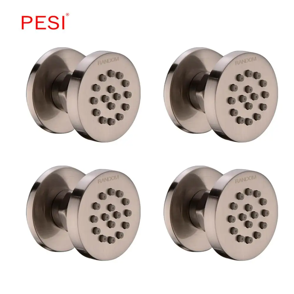 Brushed nickel 4 pcs Средства ухода за кожей гидромассажем латунный душевой 6/4/1 шт. Ванная комната спа распылитель для массажа насадка дождь Jet Системы, хром или матовый Никель - Цвет: Brushed nickel 4 pcs
