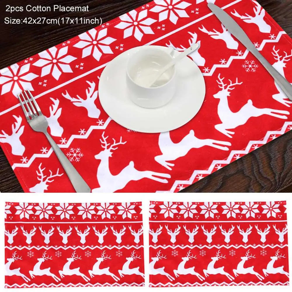 Placemat 02 Huiran, льняные рождественские олени, снеговик, настольная дорожка, рождественские украшения для дома, рождественские украшения, новогодние, Navidad - Цвет: Placemat 02