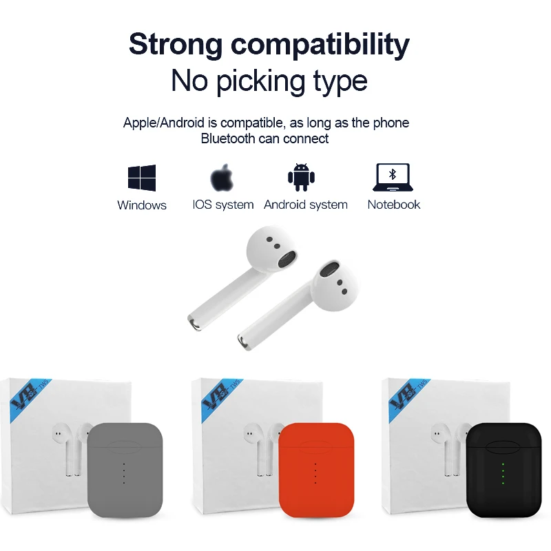 V8 TWS Bluetooth 5,0 беспроводные наушники сенсорные мини наушники с микрофоном для iPhone 6S X 7 8 samsung S6 S8 Xiaomi huawei LG