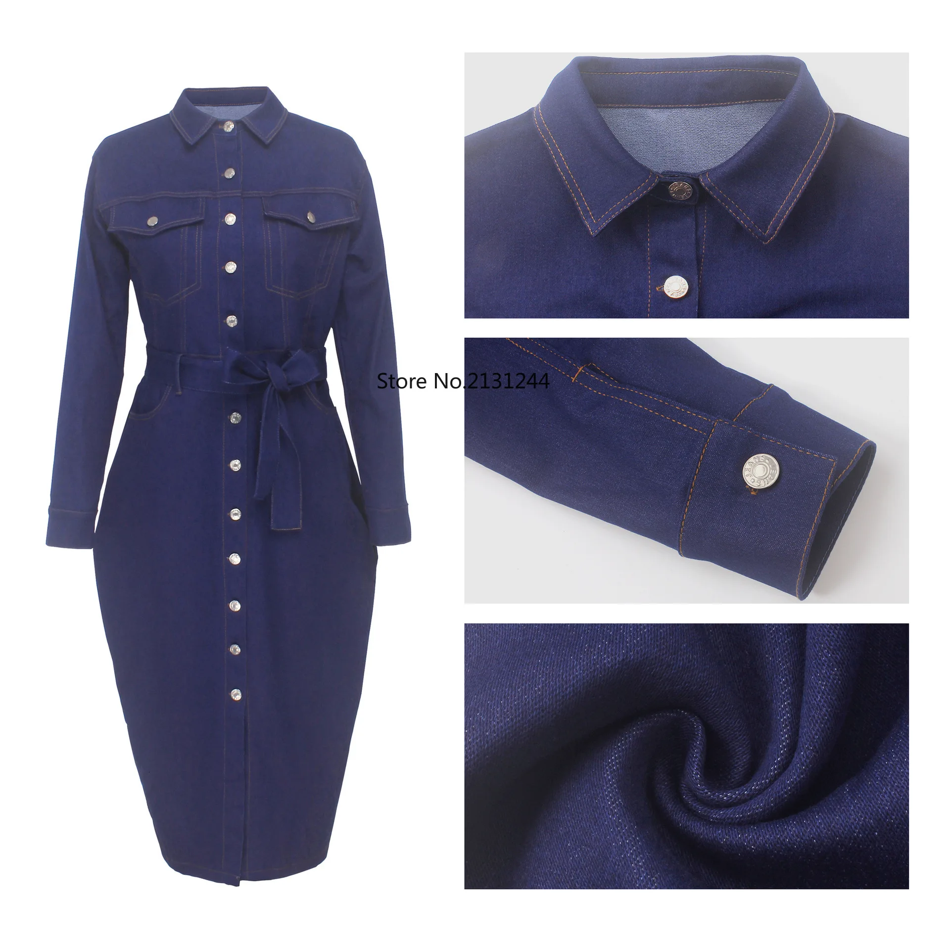 Сексуальные пуговицы размера плюс 4XL джинсовое платье для женщин отложной