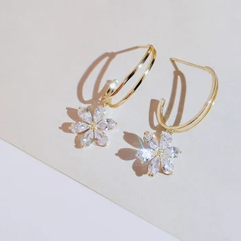 

Daisy Cubic Zirconia Sterling Silver Female Stud Earrings Original Jewelry For Women Drop Shipping Gift