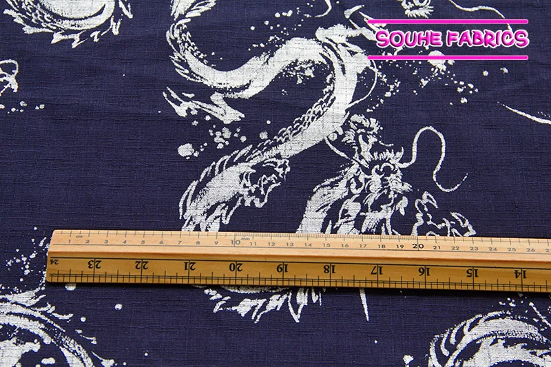 Полметра японские Добби хлопчатобумажные ткани кимоно Ткань Швейные стеганые ткани ткань золотой металлик Дракон B