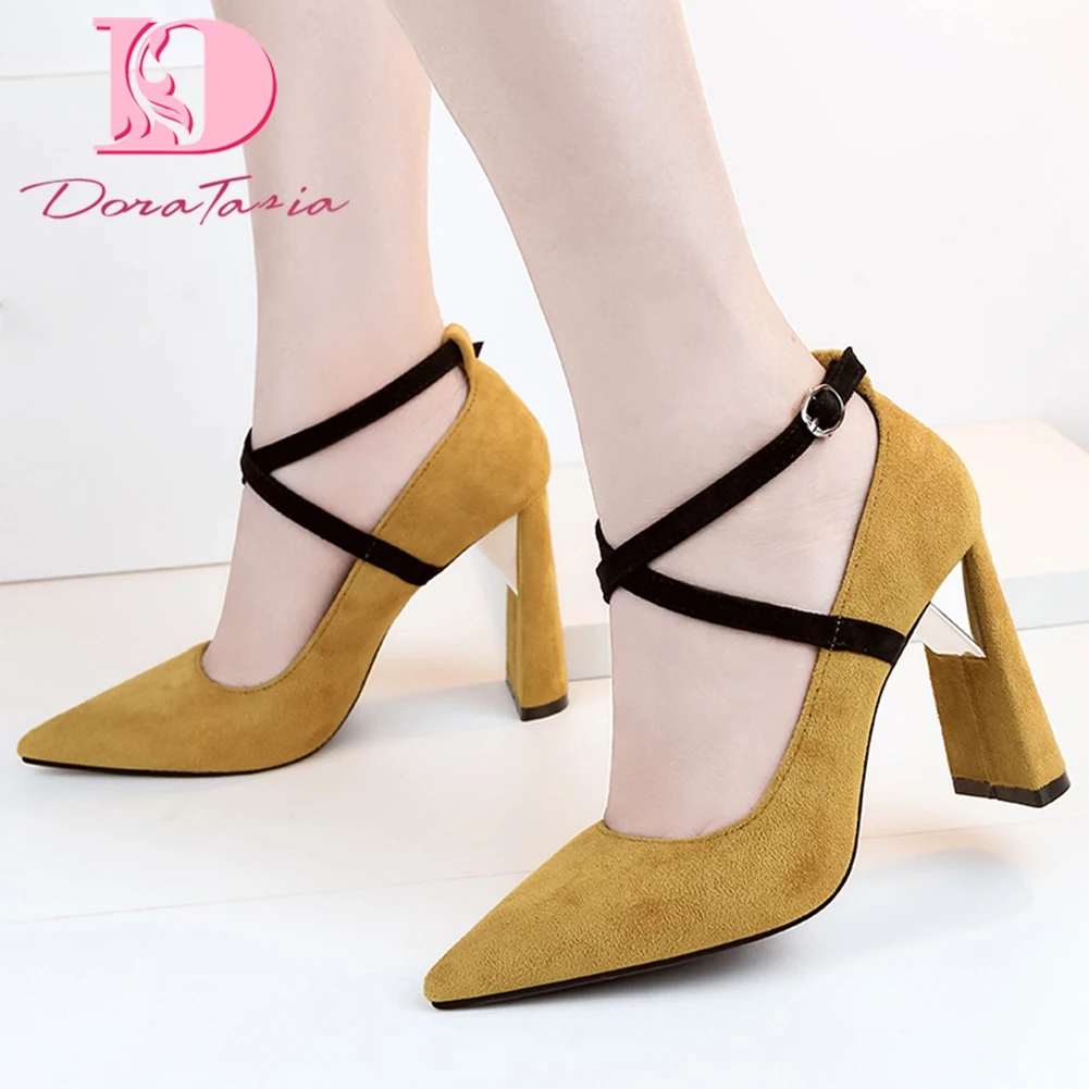 

Doratasia On Sale Top Quality High Heels Shoes Woman Sexy Pointed Toe Elegant Party Women Shoes cross-strap Pumps Female
