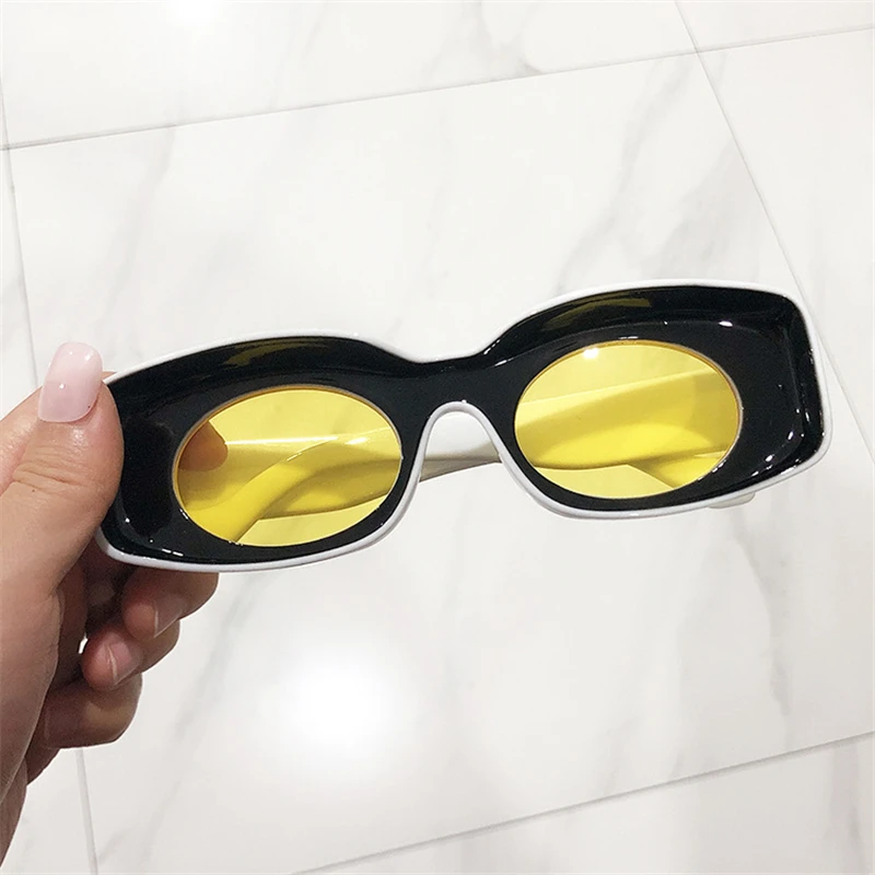 1 Солнцезащитные очки в стиле хип-хоп, вогнутые, уличные, яркие, цветные, солнцезащитные очки, новые, европейские и американские, популярные, квадратные солнцезащитные очки - Lenses Color: 1