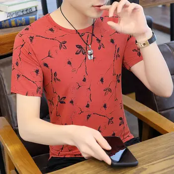

Short-sleeved t-shirt men 2020 new summer fashion business casual pattern printing cotton t-shirt clothes men