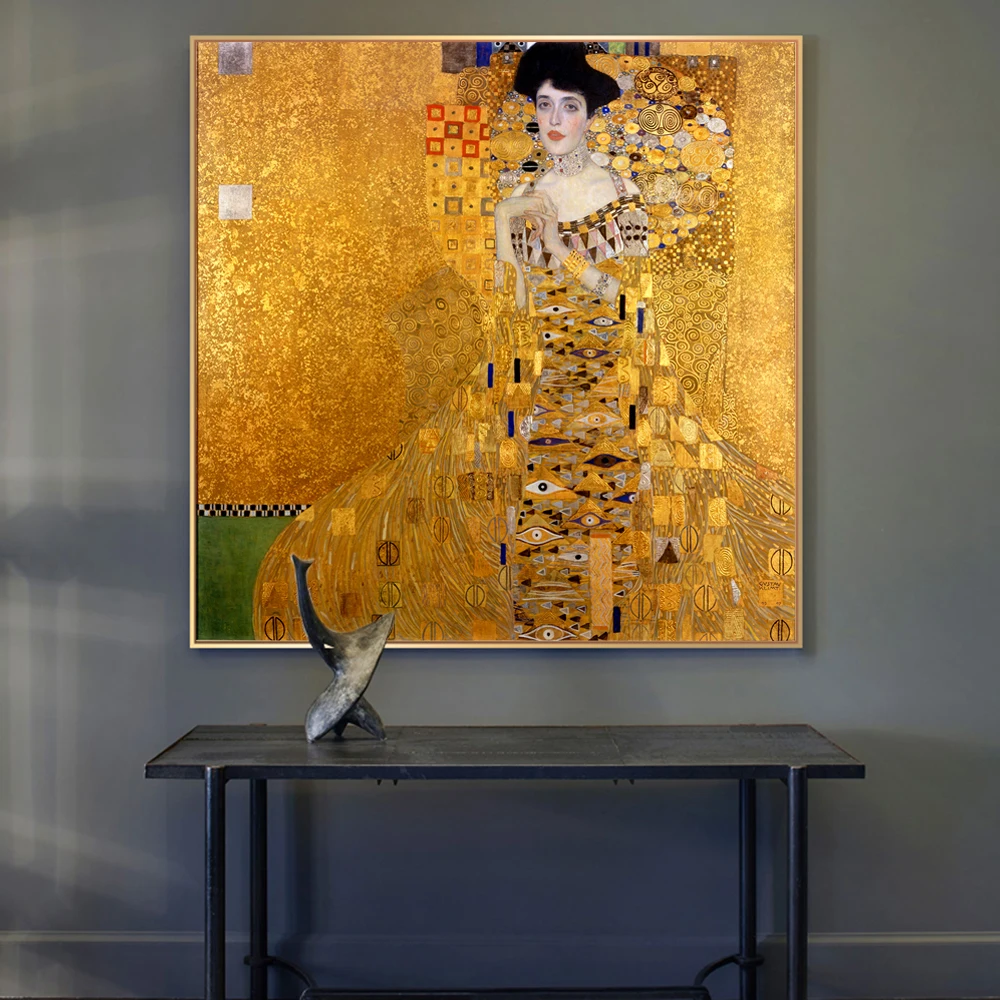 Портрет Adele Bloch от Gustav Klimt Canvas настенные картины Art Gold художественные плакаты и