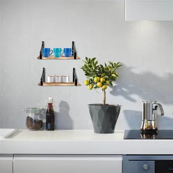 

Wall Mounted Floating Shelves, Set of 2, Display Ledge, Storage Rack Wood Wall Shelf for Bedroom, Bathroom, Living Room, Kitchen