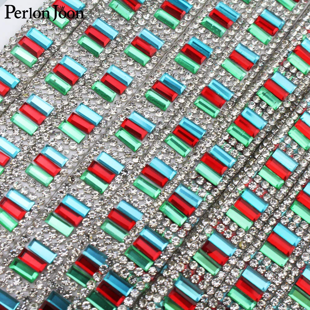 1 Yard helles mehrfarbiges Glas Bügeln Strassband Heißkleber Kristallband DIY Taschen Schuhe Zubehör Dekoration TR059 – Detail 7