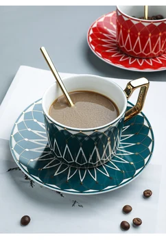 

European Luxury Ceramic Bone China Coffee Cup Porcelain Espresso Cupretro Cup Taza Ceramica Ceramic Coffee Cup Reusable HH50BD