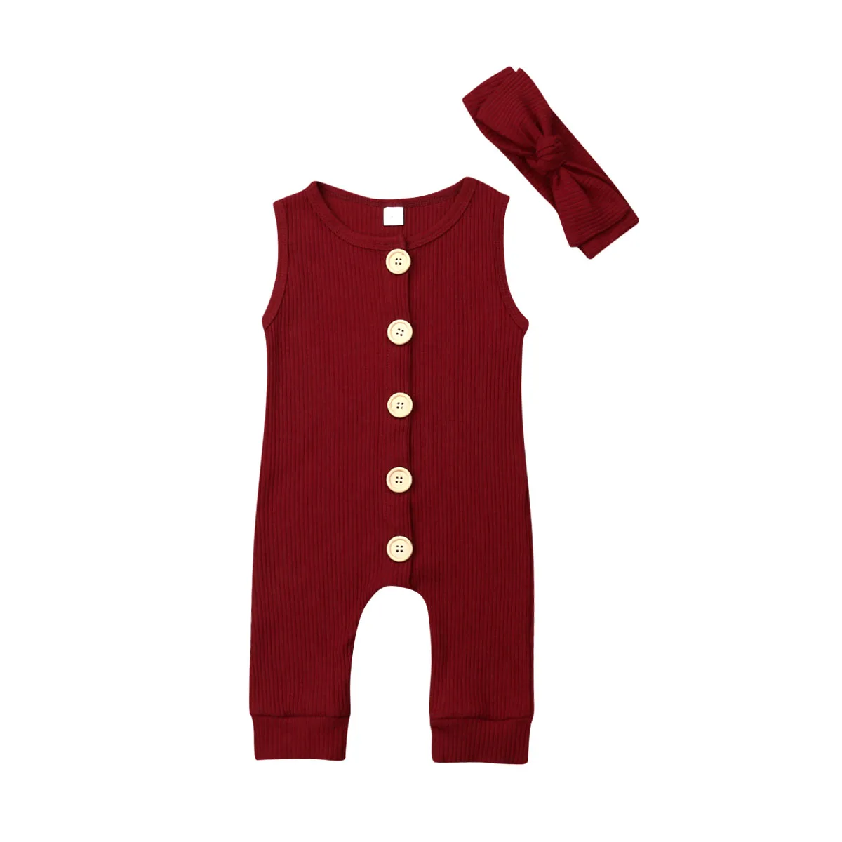 7 Colors Toddler Newborn Kids Baby Boy Girl Cotton Romper Soft Solid Knitting Jumpsuit Headband Summer Clothes Set 0-18M