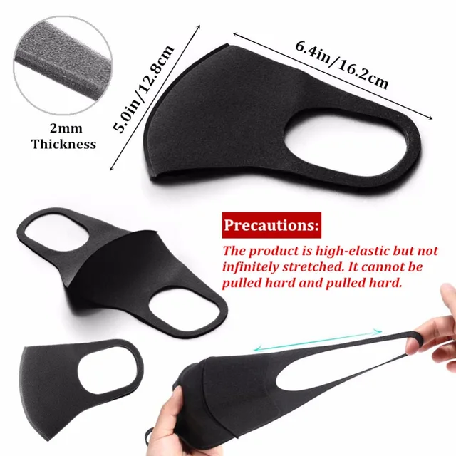 US $7.31  50pcs Fashion Black Pollution Face Mask Anti Air Dust Smoke With Elastic Earloop Washable Filter Mo