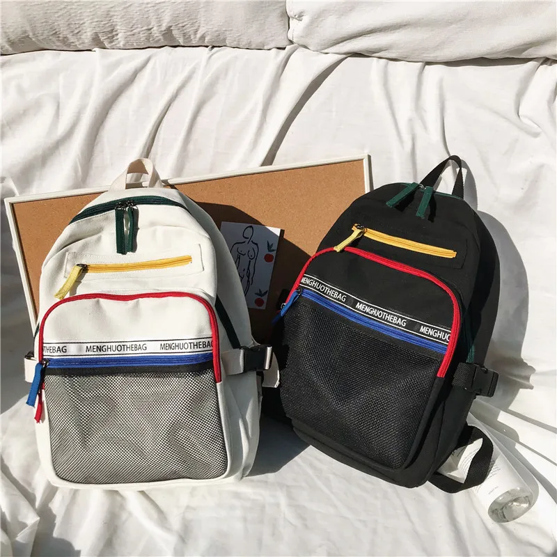 

Korean-style Harajuku Ulzzang Canvas Backpack Women's INS-Style Simple Backpack College Style School Bag Women's High School Stu