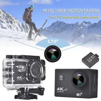 

Newest 4K HD 1080P Sports Camera 2 Inch 170 Degree Wide Angle Waterproof 12MP Camera With 2 Battery Mounting Accessories Kit