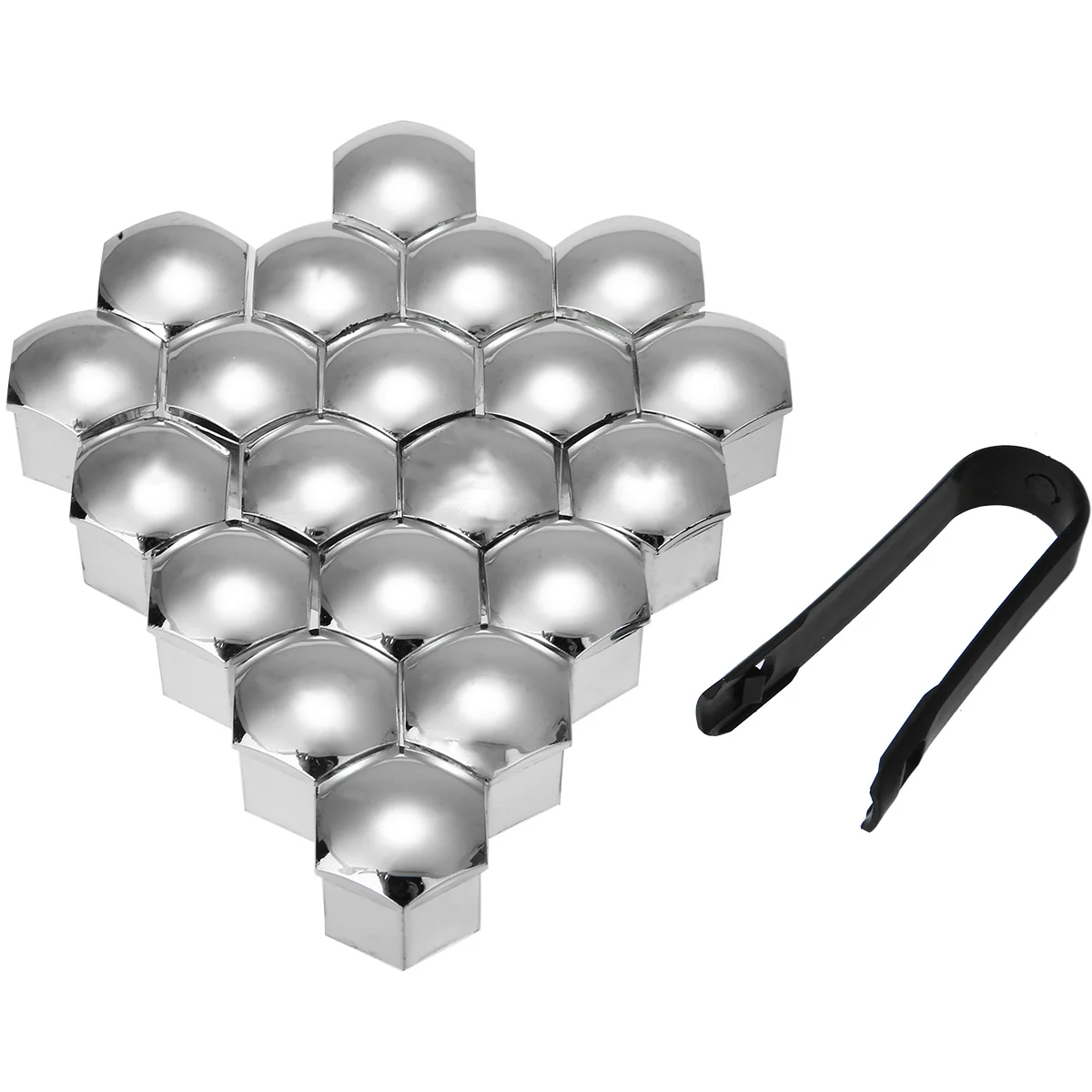 20Pcs Car Wheel Nut Caps Auto Hub Screw Cover 21mm Bolt Rims Exterior Decoration Special Socket Protection Dust Proof Silver