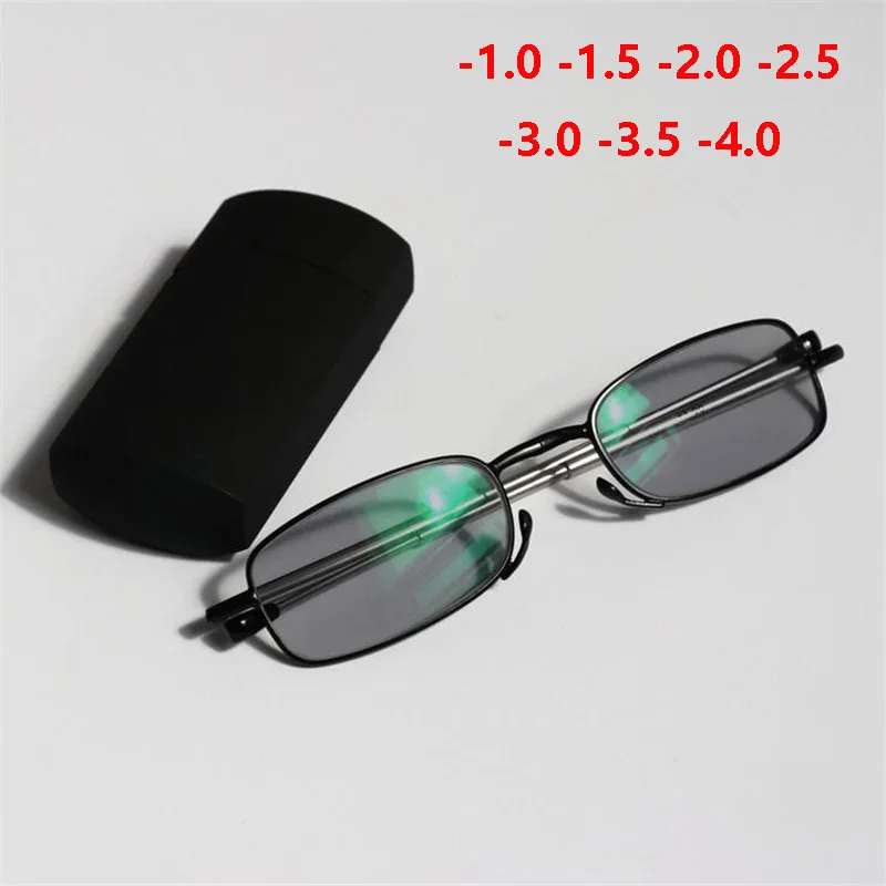 Мини складной солнцезащитный фотохромный готовые очки для близорукости для мужчин и женщин Квадратные Солнцезащитные очки для близорукости короткие очки oculos de grau