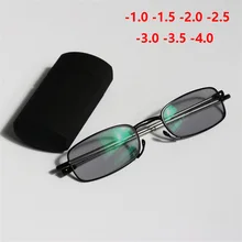 Мини складной солнцезащитный фотохромный готовые очки для близорукости для мужчин и женщин Квадратные Солнцезащитные очки для близорукости короткие очки oculos de grau
