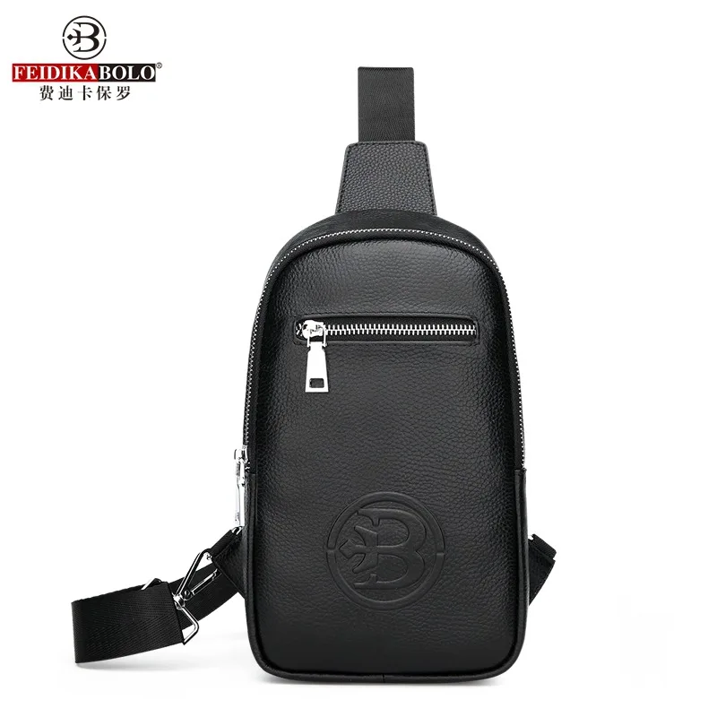 

Genuine Leather Polo Men's Bag Full-grain Leather Men Chest Pack Outdoor Sports Leisure Bag Crossbody Bag