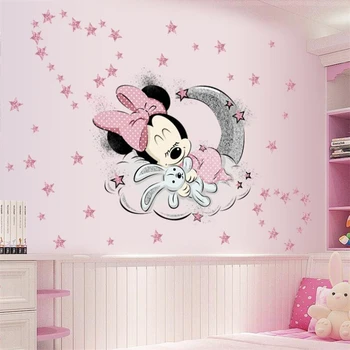 3D Cartoon Mickey Minnie Mouse baby home decals wall stickers for kids room   Princess Room Sticker 1
