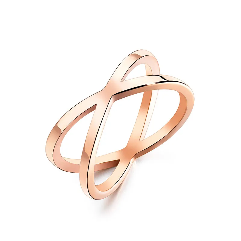 

Fashion Rings For Women Hollow Anillos Mujer Stainless Steel Rose gold Color Bague Femme Charms Cross Finger Jewelry Accesorios