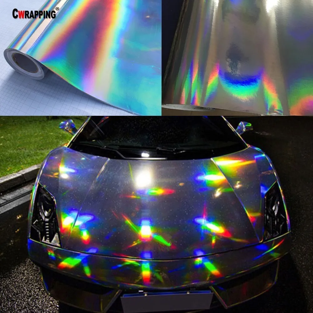 SWOOSH Silver Hologram Mirror Chrome Carbon Fibre Camper Van Car Sticker Decals 