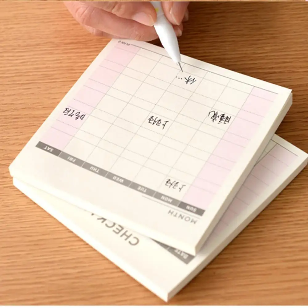 Милый Kawaii Memo Pad еженедельный Ежемесячный рабочий планер школьные офисные