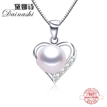 

Wholesale Price Natural Freshwater Pearl Pendant For Women Fashion 925Sterling Silver Love Necklace Bridal Jewelry Surprise Gift