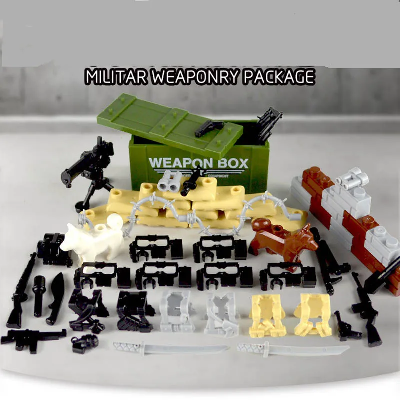 

New LegoINGlys City Police Soldier Military Figure Swat Weapon Building Blocks Guns Pack WW2 Army MOC Brick Toys Boy Gift 1601B