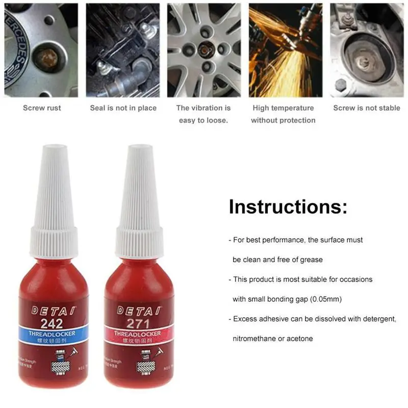 10ml Adhesive Wire Sealing Anti-Corrosion Thread Anti-Pressure Blue 242 Glue Anaerobic Screw Lock New Anaerobic Adhesive