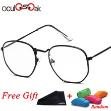 Винтажные очки прозрачные, оправа для женщин и мужчин ретро оптические очки для глаз мужские шестигранные солнцезащитные очки линзы de sol mujer с коробкой