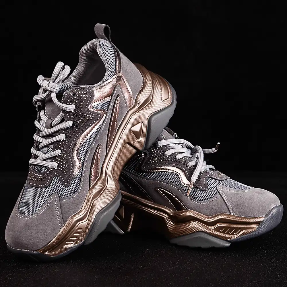 gold chunky sneakers