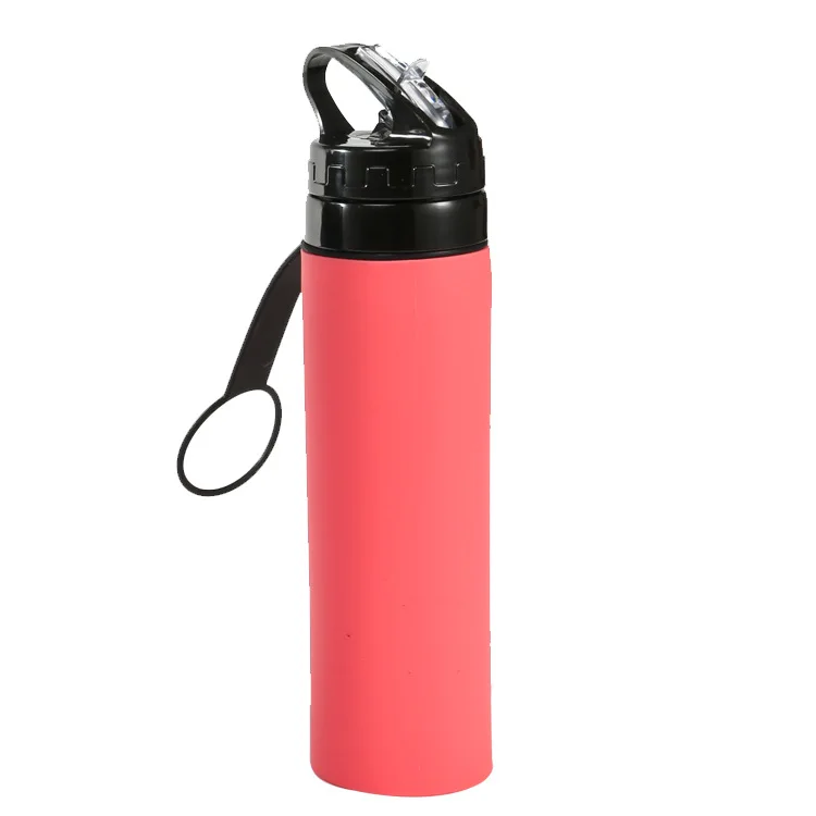 pink red 600 мл Экологичная силиконовая кружка для воды, дорожная телескопическая складная бутылка для воды, креативная Спортивная бутылка - Цвет: pink red