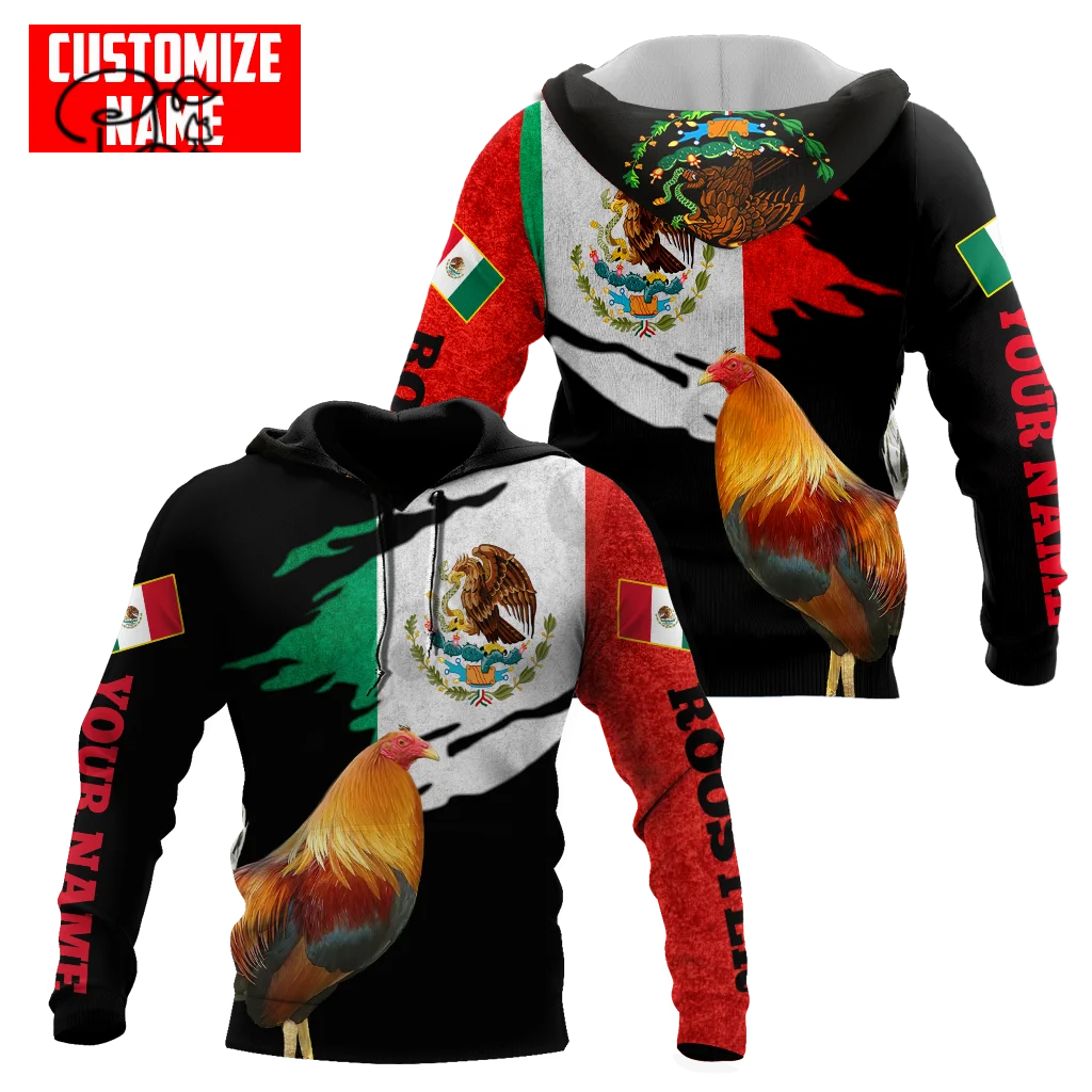 

PLstar Cosmos 3DPrinted Newest Mexico Rooster Custom Name Unique Men/Women Hrajuku Streetwear Casual Hoodies/Zip/Sweatshirt A-4