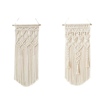 

2Pcs Macrame Boho Tapestry Wall Hanging Hand-Woven Home Decoration Accessories Nordic Tassel Apartment Room Decoration