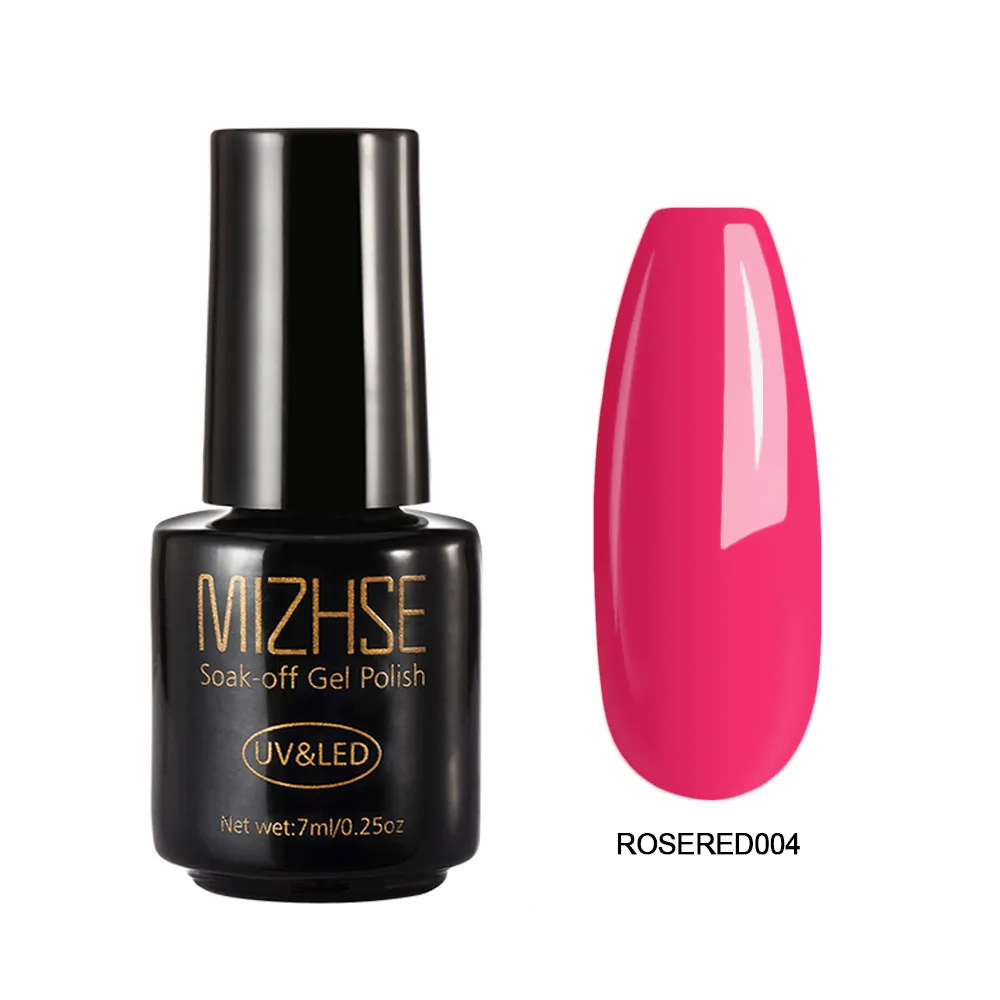 rosered004 MIZHSE 7 мл Лак для ногтей великолепный Гель-лак для ногтей Vernis покрытие гель-лаки для ногтей Гель-лак Полупостоянный УФ-основа - Цвет: rosered004
