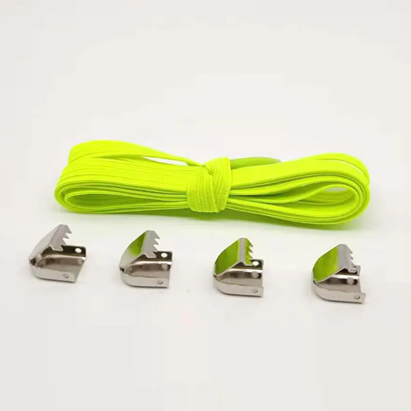 Fluorescent Green Новые 1 пара шнурков эластичные шнурки без шнурков для обуви для детей и взрослых плоские кроссовки шнурки металлические шнурки с быстрым замком шнурки Аксессуары для обуви - Цвет: Fluorescent Green
