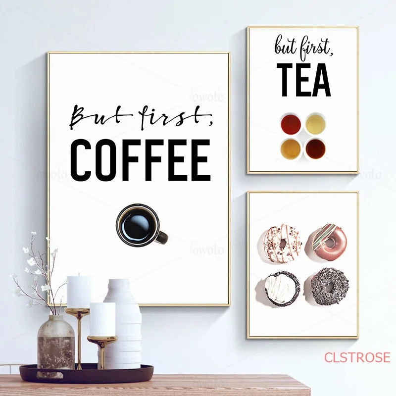 Donuts Dessert Coffee Tea Art Print Nordic Poster Home Decoration Modern Wall Pictures Canvas Paintings Lounge Cafe Decor | Дом и сад