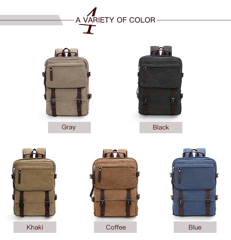 solid color canvas school backpack vintage canvas backpack leisure personalised backpack