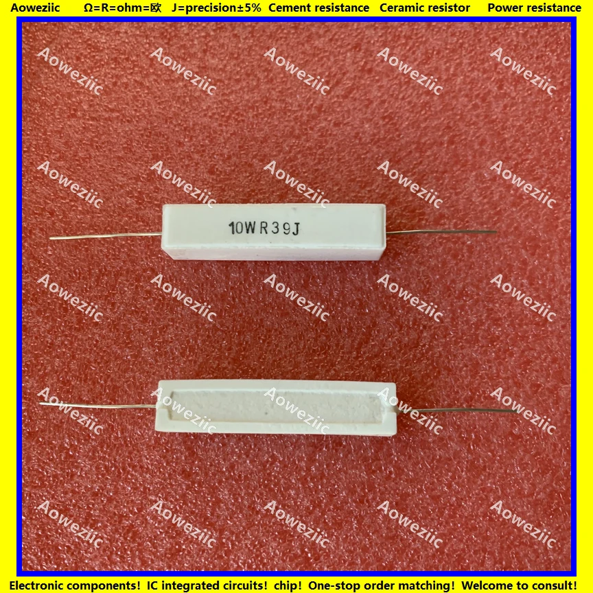

Горизонтальный цементный резистор RX27 10 Вт 0,39 Ом 0,39 RJ 10WR39J 10W0R39J Ом, керамическое сопротивление, точность 5%, сопротивление мощности, 10 шт.